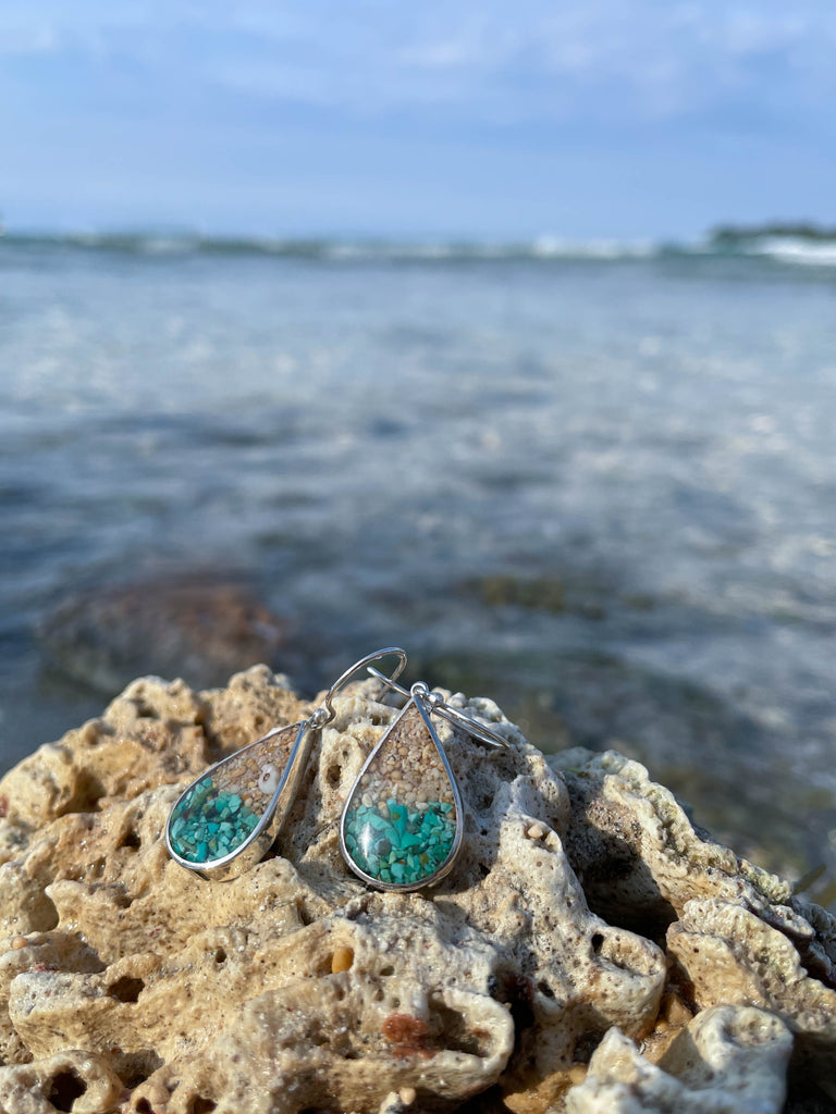 I Miss Bali Sand Jewellery, Sanur Large Earrings on coral, Handmade in Bali